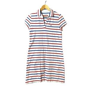 Vineyard Vines White Polo with Red and Blue Stripes